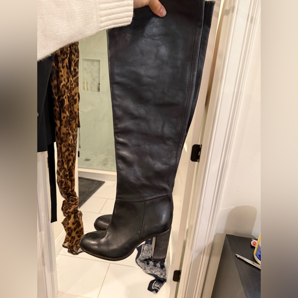Free People Over the Knee Dakota Boot - Black Leather - Picture 3 of 4